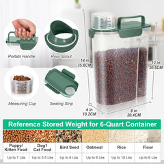 TBMax bottle green dog food container with lid latch demonstrates secure, mess-free closure.
