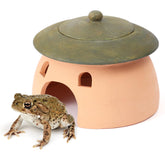 Tbpro terracotta reptile cave front view highlighting durable shelter for toads, frogs, and small reptiles.