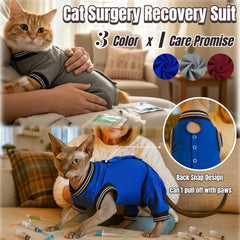 tchaque cat recovery suit burgundy back view highlights snap closure for easy on/off