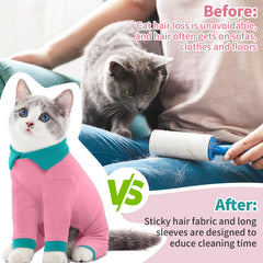 T'CHAQUE Sticky Hair Cat Clothes worn by a cat for post-surgery protection