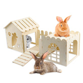 Teabelle large rabbit wooden hideout outer view shows spacious play space for bunnies.