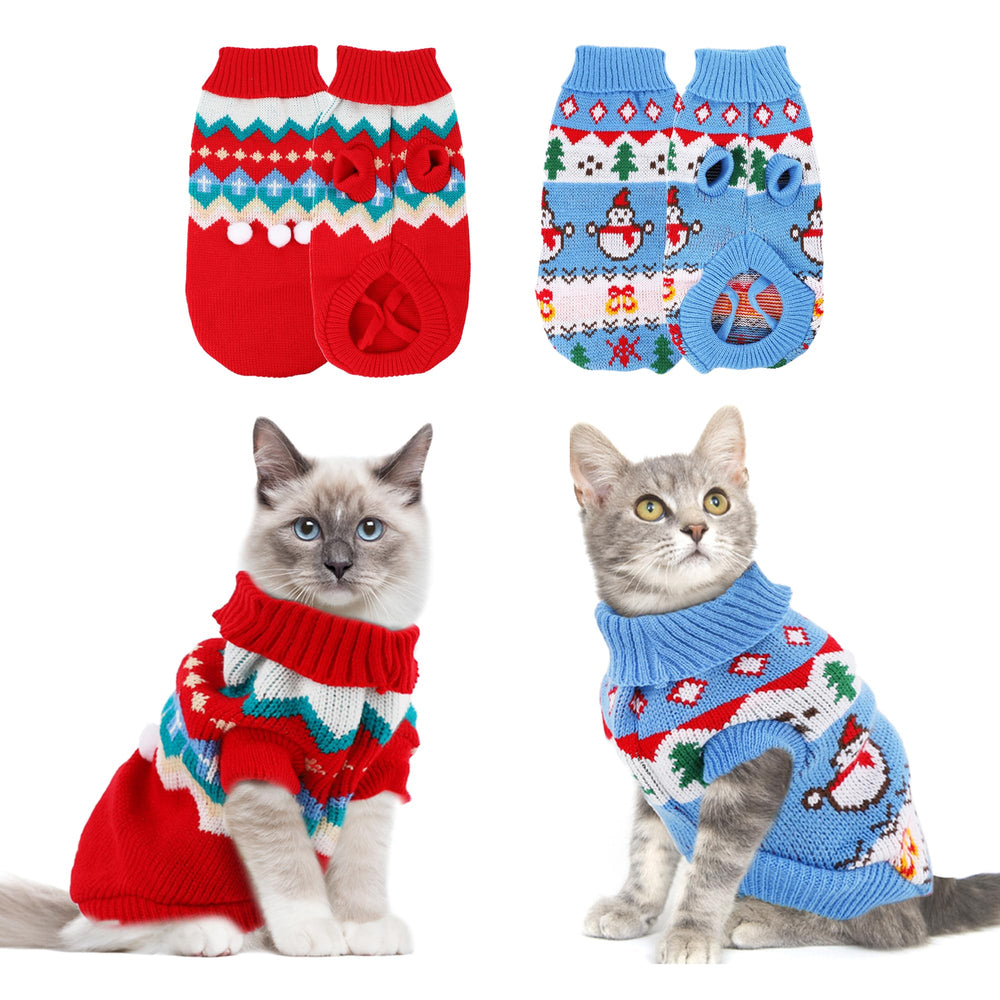 Tecotely cat Christmas sweater front view cozy warm knit for festive photos