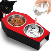 Teenyyou gothic cat bowls overview with dual stainless bowls for easy feeding