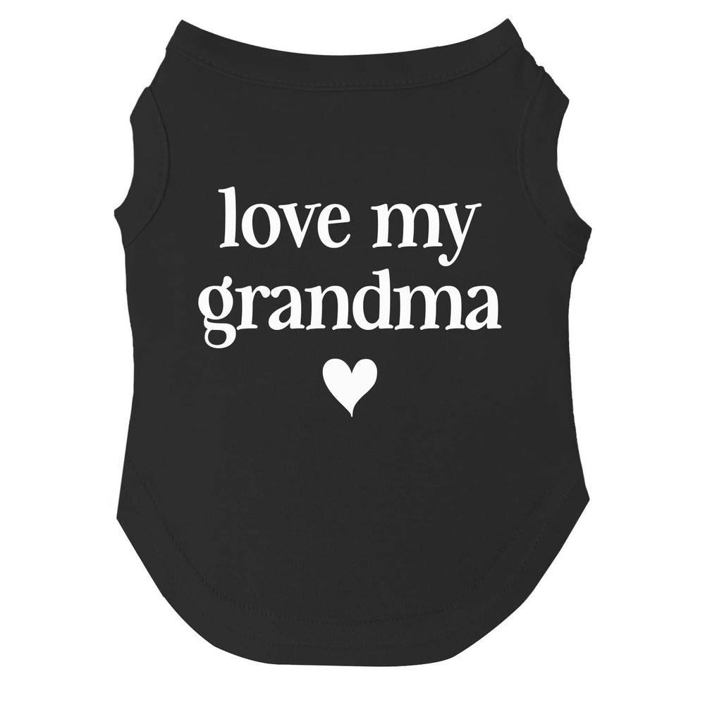 Tees & Tails Love My Grandma Valentine’s Dog Tee front view shows bold holiday style.