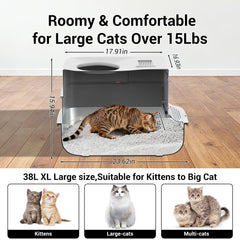 TEKEPL stainless steel litter box front view shows easy-access entry for cats.