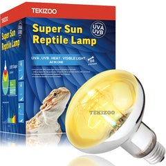 TEKIZOO 125W sun lamp basking-glow enables natural heat and UVB for reptiles.