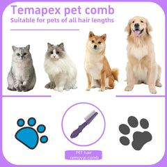 TemApex pet-comb-stainless-steel-teeth-closeup highlights durable metal teeth.