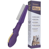 TemApex pet flea comb close-up with stainless steel teeth for gentle detangling.