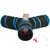 Tempcore 3-Way Cat Tunnel Setup shows versatile play space for curious cats.