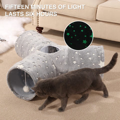 Tempcore cat tunnel glow feature, photoluminescent glow enhances night-time play.