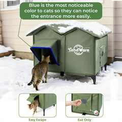 TENDWARE cat house two exits magnetic door ensures safe escape and predator protection.