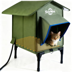 TENDWARE outdoor cat house elevated-base keeps shelter dry and warm for outdoor cats