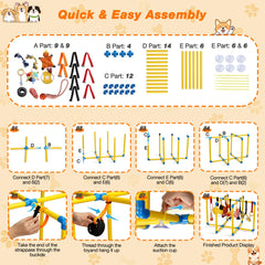 Tengantongda Puppy Play Gym yellow frame boosts visual engagement for dogs.