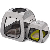 Tenrai portable cat playpen trapezoid design keeps pets secure during outdoor play.