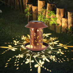 Tepaken outdoor metal bird feeder hung on a tree adds decorative charm.