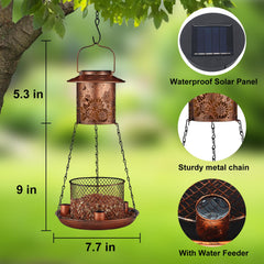 Tepaken Butterfly Solar Bird Feeder hung on a tree for easy outdoor display.