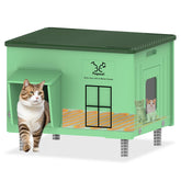 Tepoal large heated cat house outdoors elevated for comfort and safety.