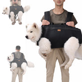 Terapaton dog lift harness front view shows full-body support for stairs and car entries
