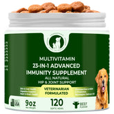 TERRAPAWS 23in1 multivitamin bottle supports daily dog wellness.