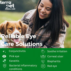 TERRAPET Visiopet eye drops tear-stain cleaning supports cleaner eye area.
