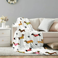 TERSTIN dachshund blanket soft flannel fabric closeup showing plush texture