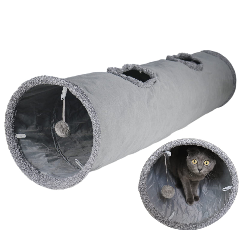 Terunat cat tunnel grey suede exterior designed for indoor play and exploration.