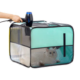 TESSVEYA drying box front view highlights space-saving design for quick pet drying.