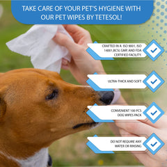 Tetesol dog wipes nose wipe demonstrates gentle cleansing for noses after outdoors