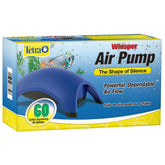 Tetra Whisper air pump front view blue, compact quiet power for reliable aeration