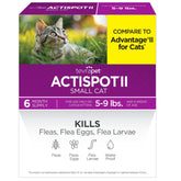TevraPet Actispot II box with six doses for small and medium cats offers monthly flea protection.