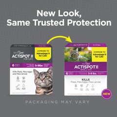 TevraPet Actispot II dose being applied to a cat's neck for flea control.