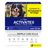 TevraPet Activate II packfront shows easy monthly flea and tick protection for dogs.