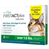 TevraPet FirstAct Plus bottle and applicator for easy monthly protection.