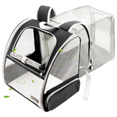 Texsens Cat Backpack expandable side view provides extra space for comfortable outdoor trips.