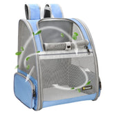 Texsens Pet Backpack Blue front view shows breathable mesh for small pets