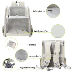 Texsens Pet Backpack removable cozy mat simplifies cleaning and enhances pet comfort.