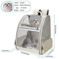 Texsens Pet Backpack ventilated side mesh highlights airflow and pet visibility during outings.