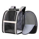 Texsens Pet Carrier Backpack side view shows breathable mesh for small pets on the move.