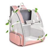 Texsens Traveler Bubble Backpack front view shows clear visibility and airflow for pets.