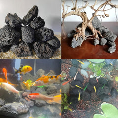 Tfwadmx aquarium lava stones black color shot showing natural contrast in tank