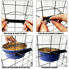 Tfwadmx dog bowl clip mounts securely with adjustable height