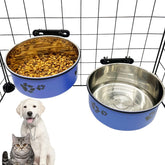 Tfwadmx dog crate bowl blue no-spill design reduces mess