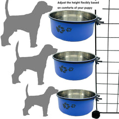 Tfwadmx hanging kennel bowl clip system stays secure during use.
