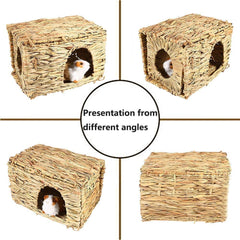Tfwadmx Rabbit Grass House 2PCS Woven Seagrass texture shows natural chew-friendly material for gnawing.