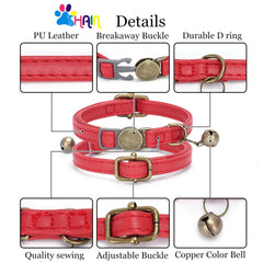 THAIN leather cat collar retro brass bell highlights locating your cat