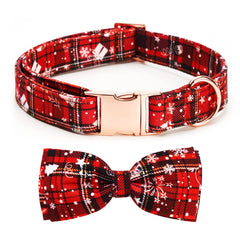 Thankspaw adjustable bow-tie collar in red plaid for festive holiday photos.