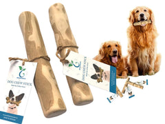 THATUWOOD Coffee Wood Dog Chew Stick XXL pack—durable, non-toxic chew for teething puppies.