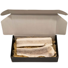 The Antler Box packaging closeup highlights natural ingredients and no additives.