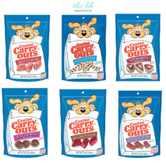 The BH Products Canine Carry Outs Variety Pack highlights tasty treats ideal for training rewards.