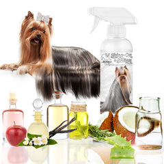 The Blissful Dog Shine-On Sheen spray application enables quick detangling.